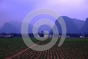 Quang Binh countryside landscape with amazing mountain