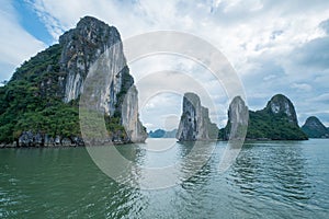 Quang Ninh, Vietnam, Nov 12, 2015 Rocks in Halong Bay, Quang Ninh Province, Vietnam