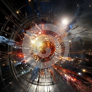 Quantum Collision Symphony: Energetic Particles Dance in Collider Chaos