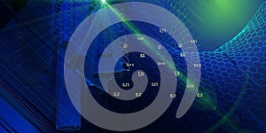 Quantum computer. Abstract physics  background concept with quantum computer grid. Learning artificial intelligence element. Big