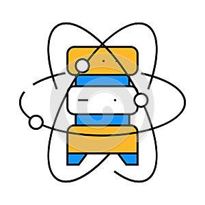 quantum computer, data server icon color illustration