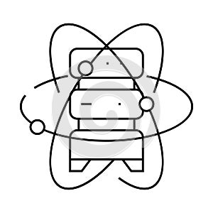 quantum computer, data server line icon vector illustration