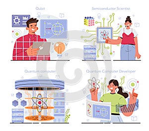 Quantum computer developing set. Innovative calculations technology