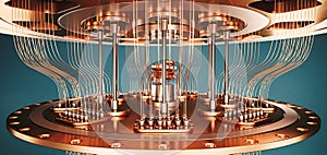 quantum computer illustration on the green background