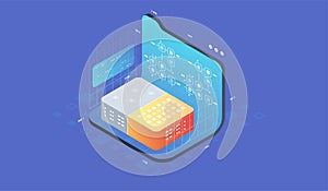Quantum computer, large data processing. Isometric Quantum computing or Supercomputing. Software development and programming