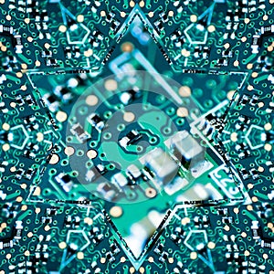 Quantum Computer Micro Curcuit Board Components Abstract Art