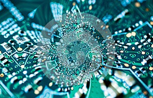 Quantum Computer Micro Curcuit Board Components Abstract Art