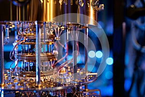 Quantum Computer Processor Close-Up. Created with Generative AI
