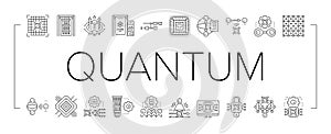 quantum computer qubit icons set vector