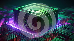 Quantum computer, scientific concept of modern technology. AI generated.