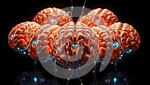 Quantum Computer-Style Realistic 3D Fusion of Human Brains - Biological Computing - AI - AGI- AI Generated