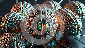 Quantum Computer-Style Realistic 3D Fusion of Human Brains - Biological Computing - AI - AGI- AI Generated