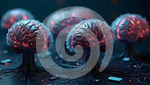 Quantum Computer-Style Realistic 3D Fusion of Human Brains - Biological Computing - AI - AGI- AI Generated