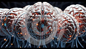 Quantum Computer-Style Realistic 3D Fusion of Human Brains - Biological Computing - AI - AGI- AI Generated