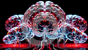 Quantum Computer-Style Realistic 3D Fusion of Human Brains - Biological Computing - AI - AGI- AI Generated