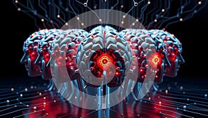 Quantum Computer-Style Realistic 3D Fusion of Human Brains - Biological Computing - AI - AGI- AI Generated