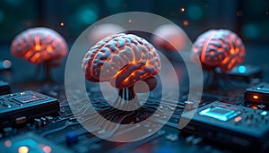 Quantum Computer-Style Realistic 3D Fusion of Human Brains - Biological Computing - AI - AGI- AI Generated