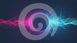 Quantum computer technology banner design template concept. Deep learning artificial intelligence. Big data algorithms