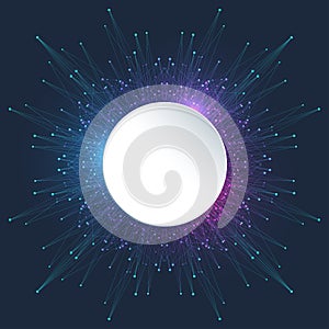 Quantum computer technology banner design template concept. Deep learning artificial intelligence. Big data algorithms