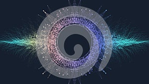 Quantum computer technology banner design template concept. Deep learning artificial intelligence. Big data algorithms