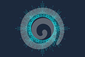 Quantum computer technology banner design template concept. Deep learning artificial intelligence. Big data algorithms
