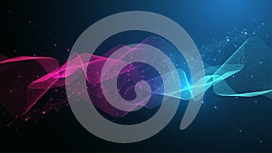 Quantum computer technology banner design template concept. Deep learning artificial intelligence. Big data algorithms