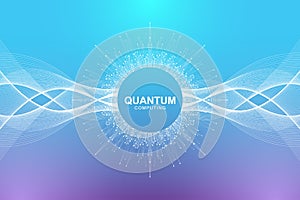 Quantum computer technology concept. Deep learning artificial intelligence. Big data algorithms visualization for