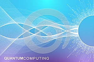 Quantum computer technology concept. Deep learning artificial intelligence. Big data algorithms visualization for