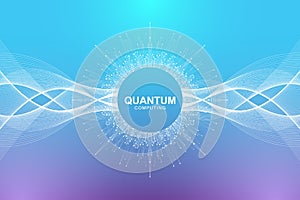 Quantum computer technology concept. Deep learning artificial intelligence. Big data algorithms visualization for