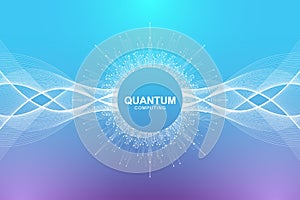 Quantum computer technology concept. Deep learning artificial intelligence. Big data algorithms visualization for photo