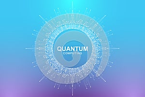 Quantum computer technology concept. Deep learning artificial intelligence. Big data algorithms visualization for