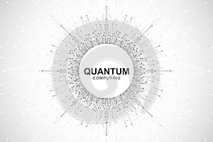 Quantum computer technology concept. Deep learning artificial intelligence. Big data algorithms visualization for