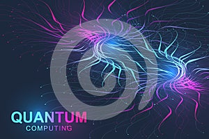 Quantum computer technology concept. Deep learning artificial intelligence. Big data algorithms visualization for