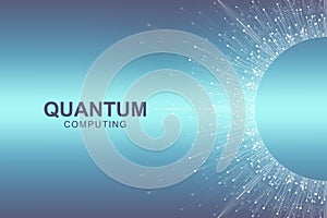 Quantum computer technology concept. Deep learning artificial intelligence. Big data algorithms visualization for