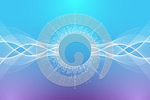 Quantum computer technology concept. Deep learning artificial intelligence. Big data algorithms visualization for