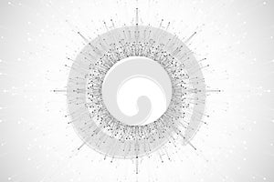 Quantum computer technology concept. Deep learning artificial intelligence. Big data algorithms visualization for