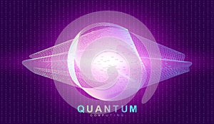 Quantum computer technology concept. Sphere explosion background. Deep learning artificial intelligence. Big data