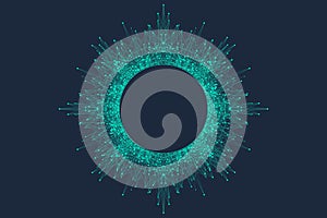 Quantum computer technology concept. Sphere explosion background. Deep learning artificial intelligence. Big data