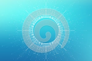 Quantum computer technology concept. Sphere explosion background. Deep learning artificial intelligence. Big data