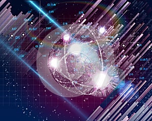 Quantum computing.  Abstract tech background concept. Learning artificial intelligence element. Cryptography infographic vector.