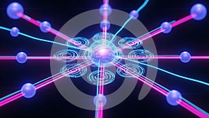 Quantum Computing and Advanced Technology: Abstract Visualization of Data Processing and Connection