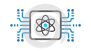 Quantum Computing Atom, Advanced Technology, Nanotechnology, vector design Generative AI