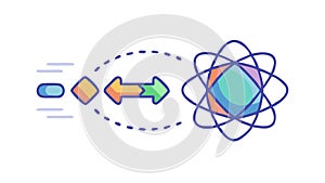 Quantum Computing: Atom Data Transfer Icon, vector design Generative AI