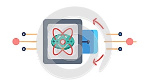 Quantum Computing Atomic Structure, Advanced Science Technology, vector design Generative AI