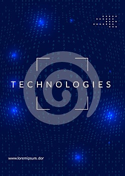 Quantum computing background. Technology for big data, visualization, artificial intelligence and deep learning. Design template