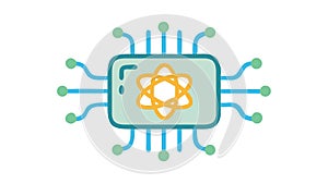 Quantum Computing Brain Icon: AI, Science Innovation Vector Design Generative AI