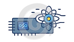 Quantum Computing Chip Atom Vector Icon, vector design Generative AI