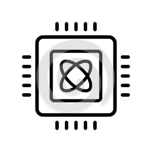 Quantum computing chip icon represents advanced technology future