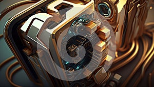 Quantum computing circuit with Abstract futuristic design. Generative AI