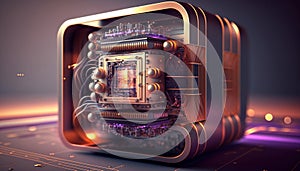 Quantum computing circuit with Abstract futuristic design.